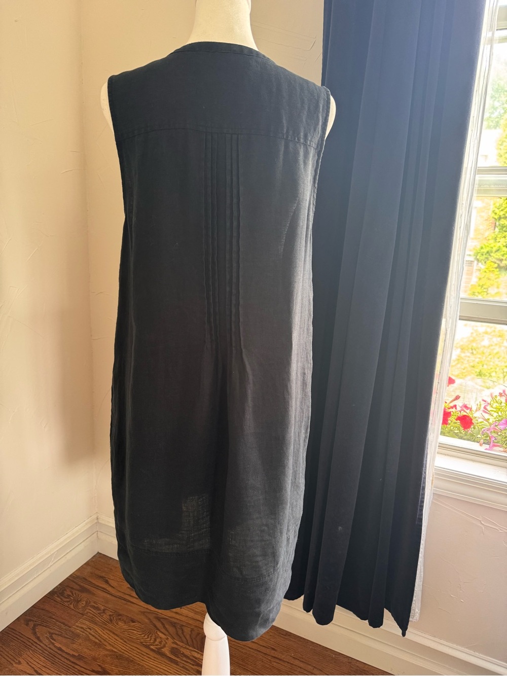 Quince Black Pintuck Sleeveless Midi Dress - Picture 2 of 4